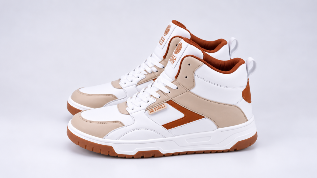 Bacca Bucci Cappuccino Skystompers White Tan sneakers in side profile