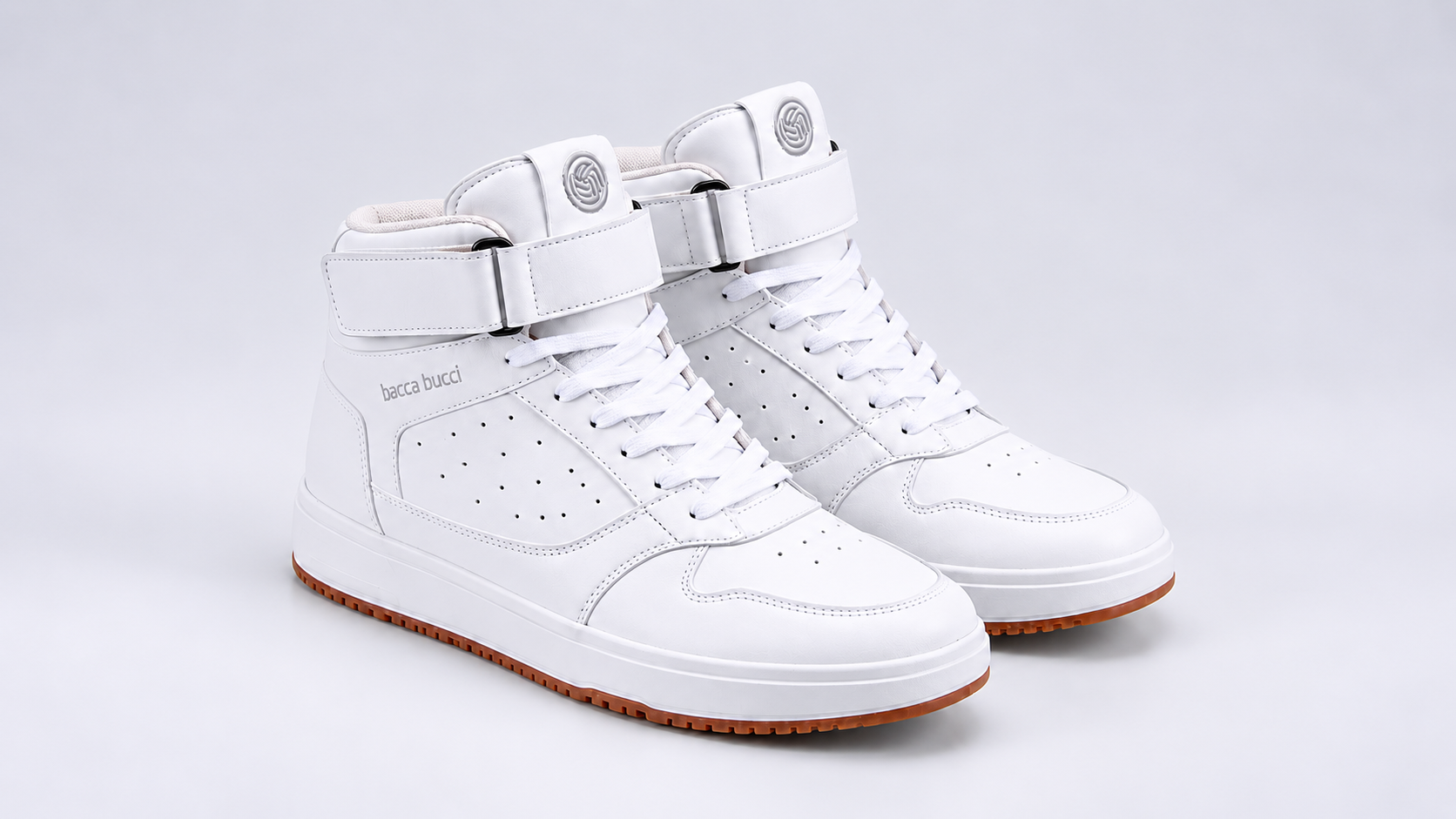 Bacca Bucci white high-top sneakers with Velcro ankle straps